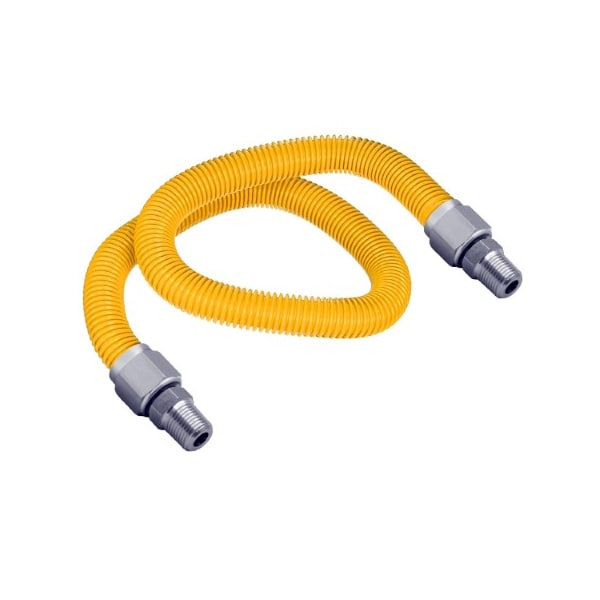 Flextron Gas Line Hose 3/8'' O.D.x60'' Len 3/8" MIP Fittings Yellow Coated Stainless Steel Flexible Connector FTGC-YC14-60G - main